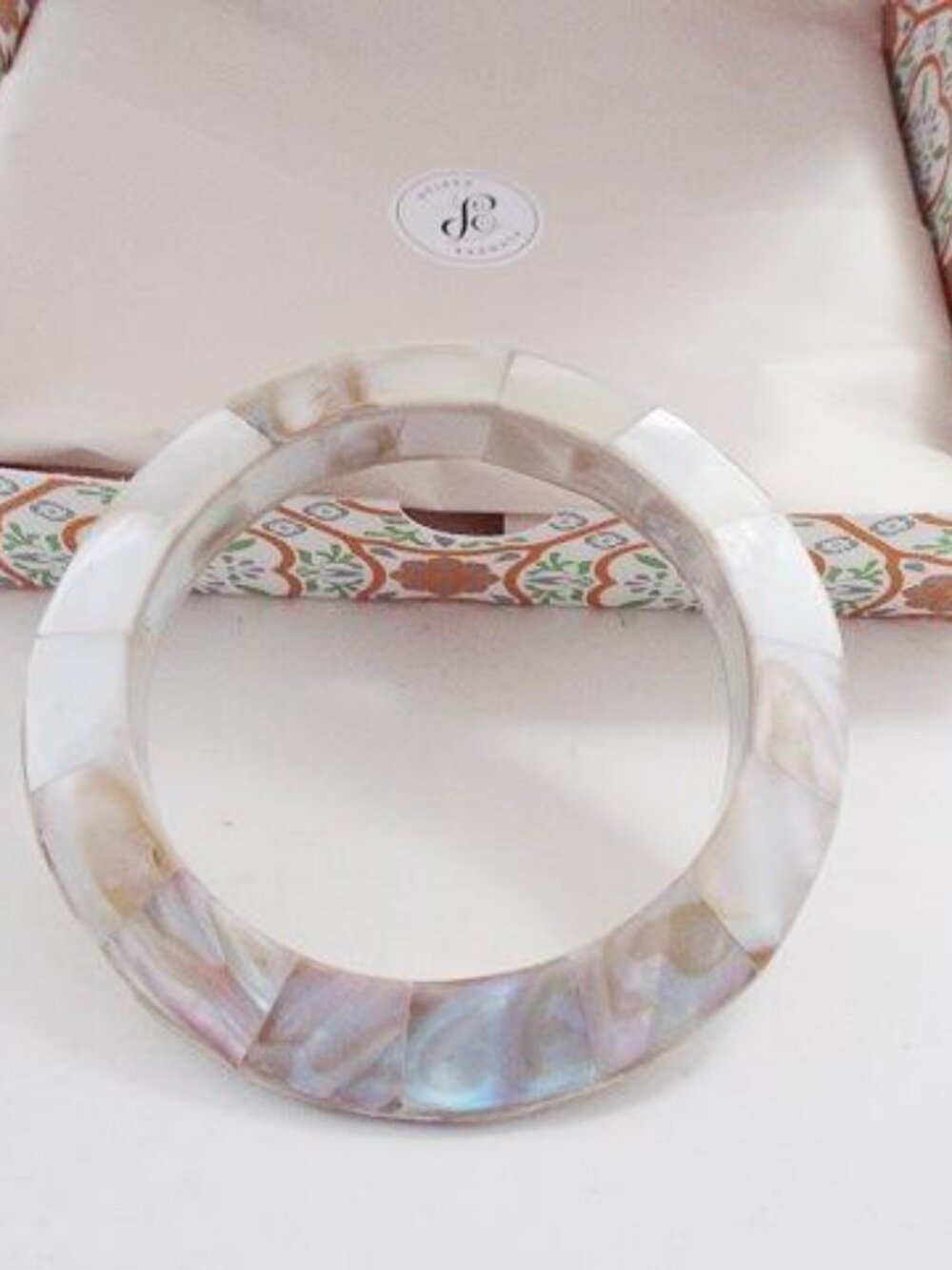 Plunder Design Pearlescent Ivory Statement Bangle Bracelet